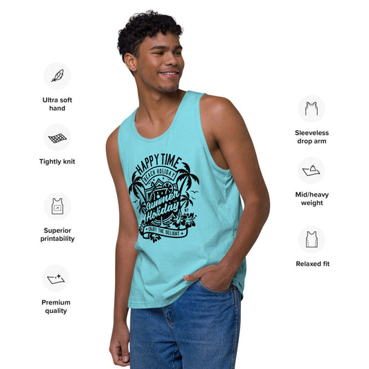 Happy Time men's cotton tank top with a printed graphic on the chest, relaxed cut.