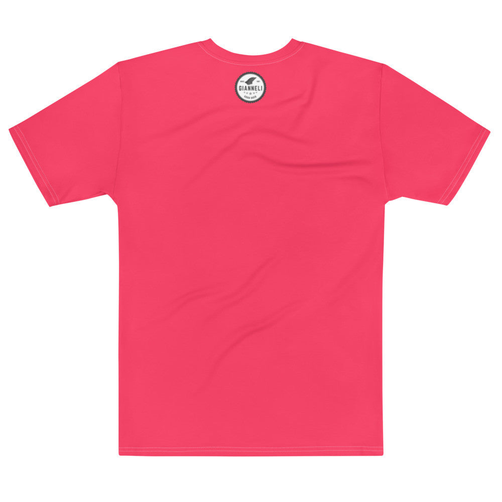 Look Good Feel Good men's tee in coral, with the wording hand lettered across the chest.