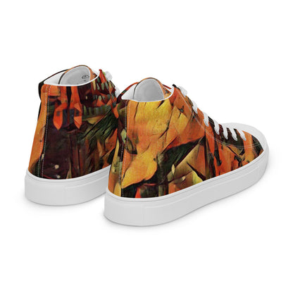 Men's Sottosopra high top canvas sneaker in a dark painterly print, faux leather toe cap.
