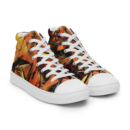 Men's Sottosopra high top canvas sneaker in a dark painterly print, faux leather toe cap.