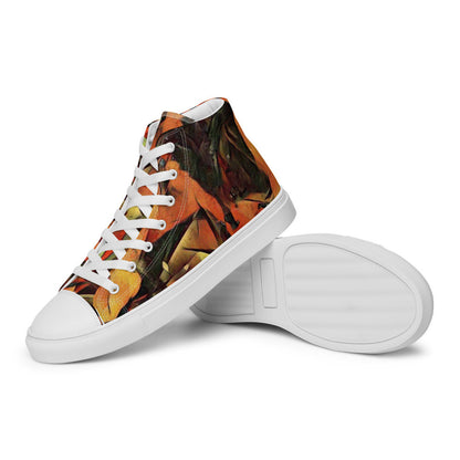 Men's Sottosopra high top canvas sneaker in a dark painterly print, faux leather toe cap.