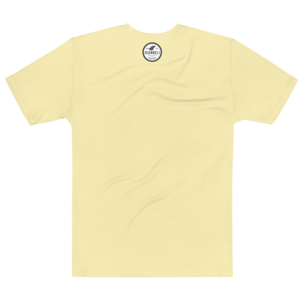 Storms men's jersey tee, pale cream ground with a framed painting printed across the chest.