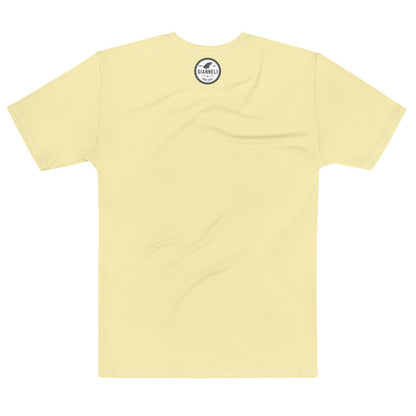 Storms men's jersey tee, pale cream ground with a framed painting printed across the chest.