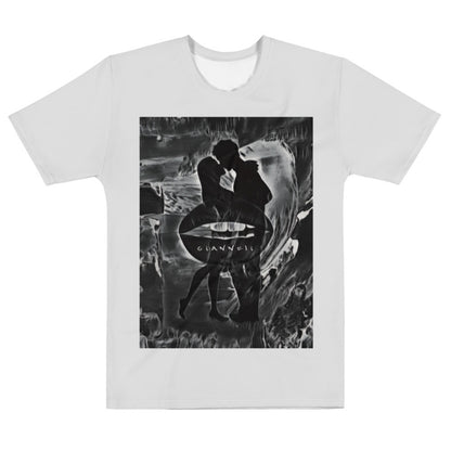 The Kiss men's tee, white jersey with a framed black and white photograph printed on the front.