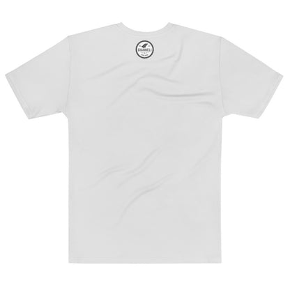 The Kiss men's tee, white jersey with a framed black and white photograph printed on the front.