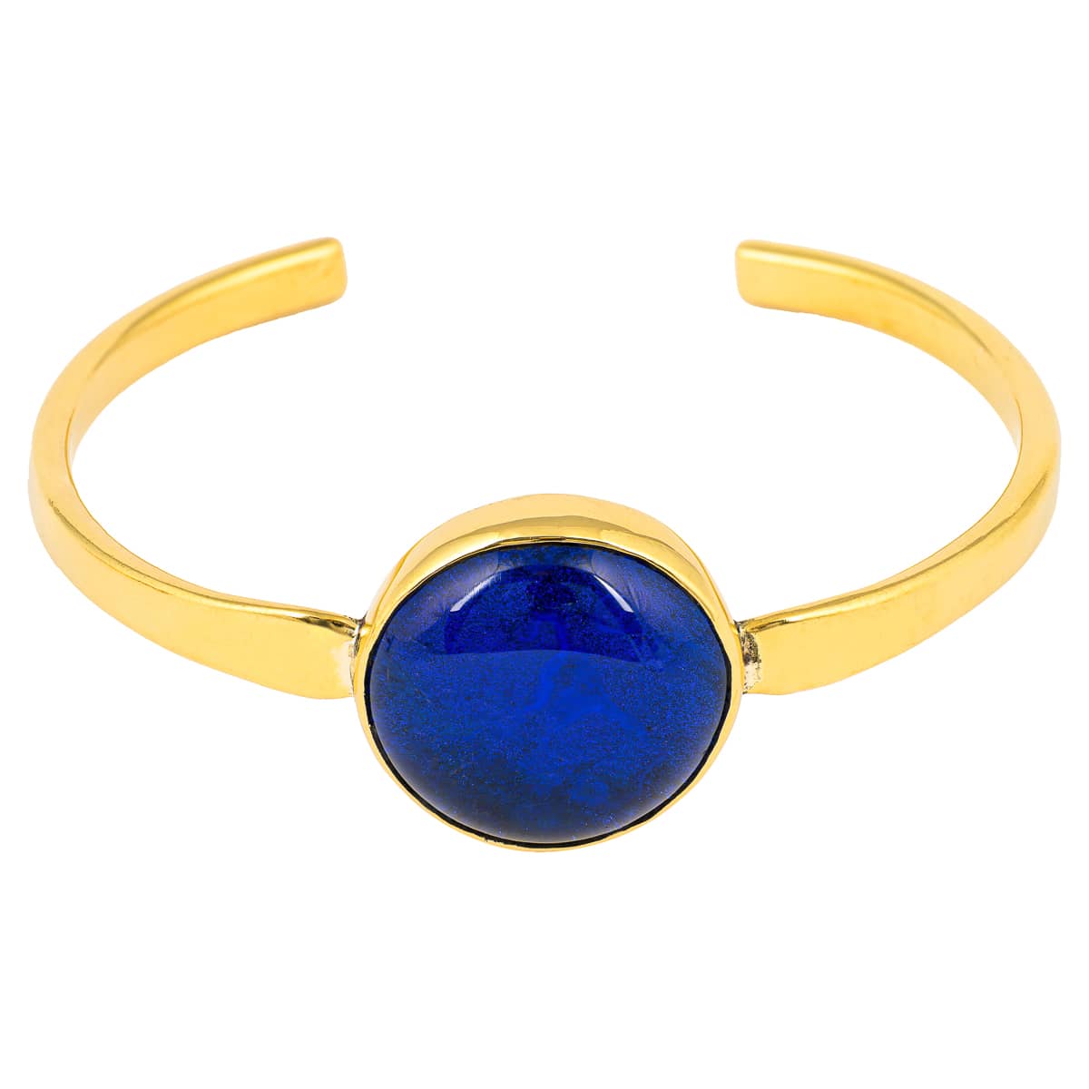 Safi Recycled Brass & Blue Glass Bangle-1