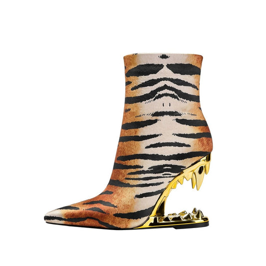 Golden Tiger Bite Heel Ankle Boots-0