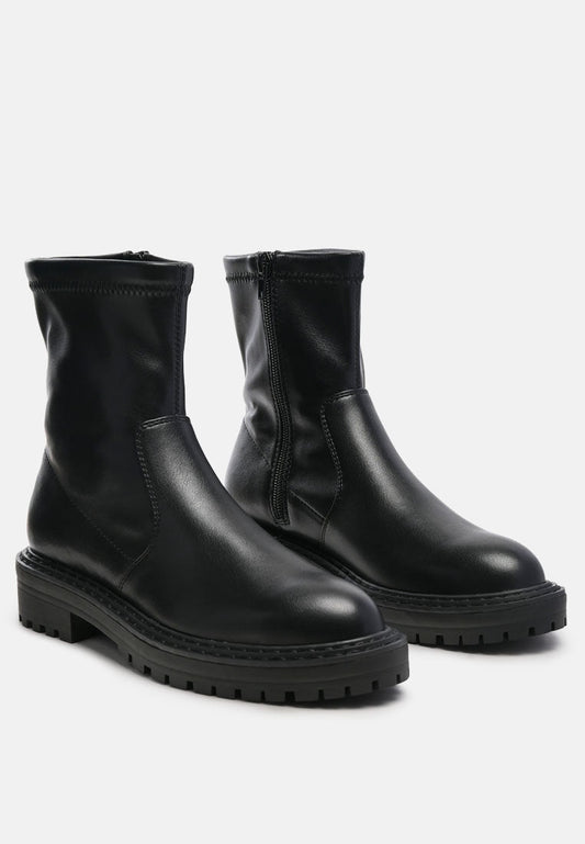 Gumb Panelled Chunky Ankle Boots-1