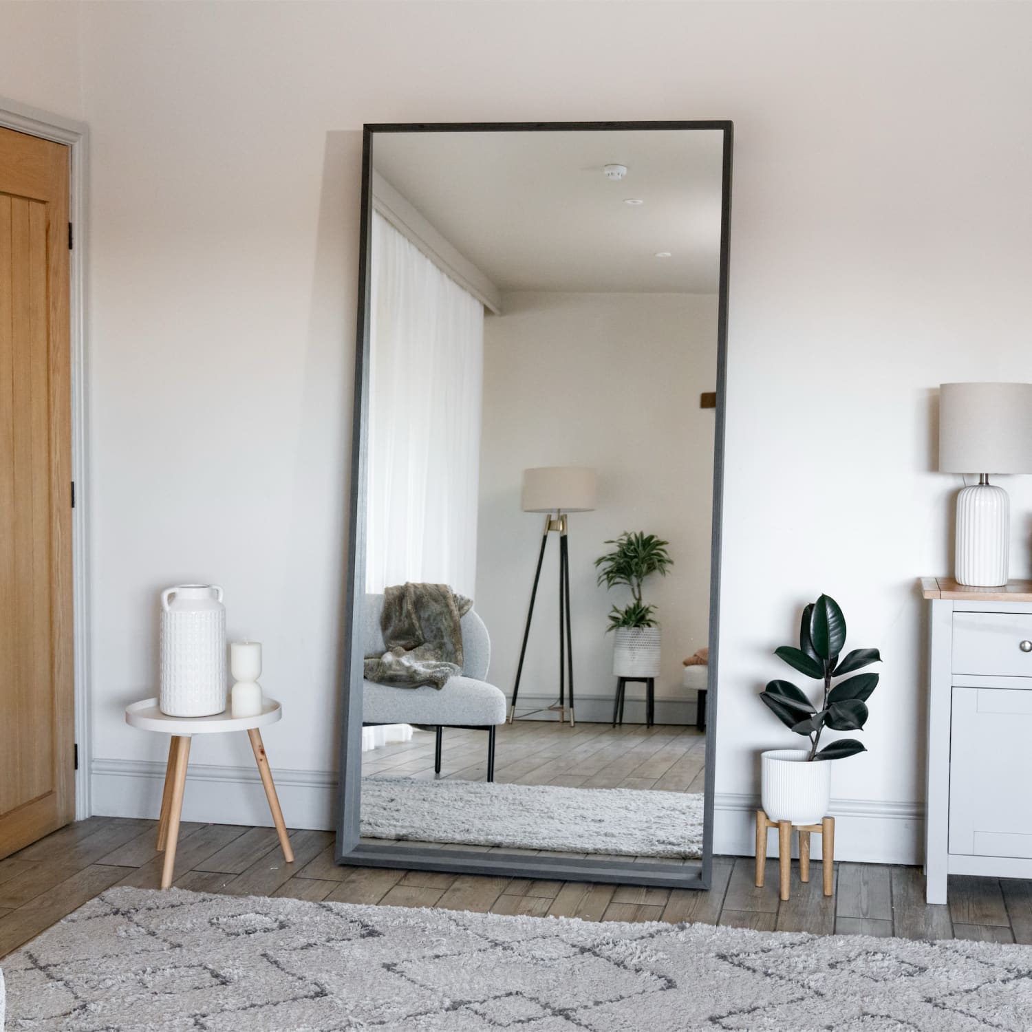 Hanaka - Full Length Black Oak Rectangle Mirror - 200cm x 100cm-3