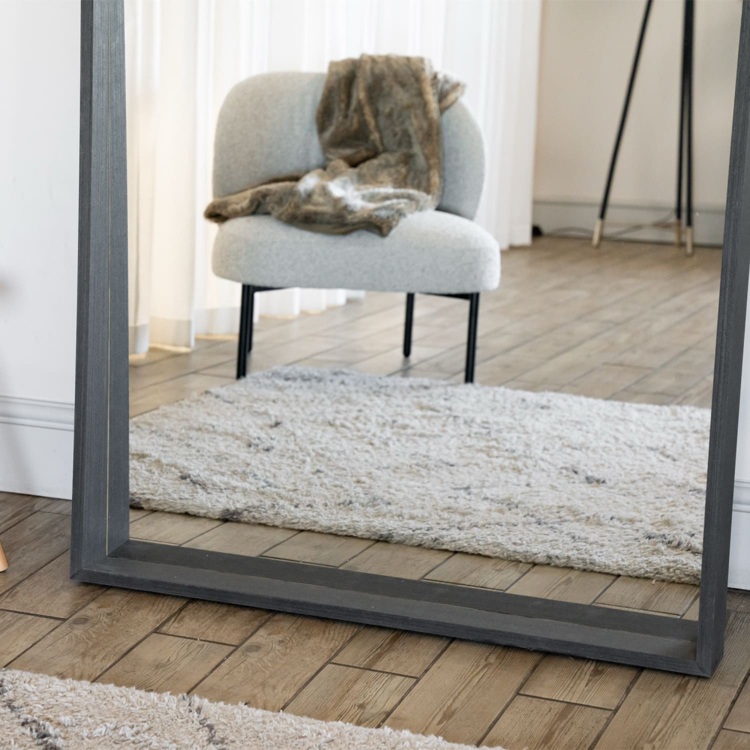 Hanaka - Full Length Black Oak Rectangle Mirror - 200cm x 100cm-4