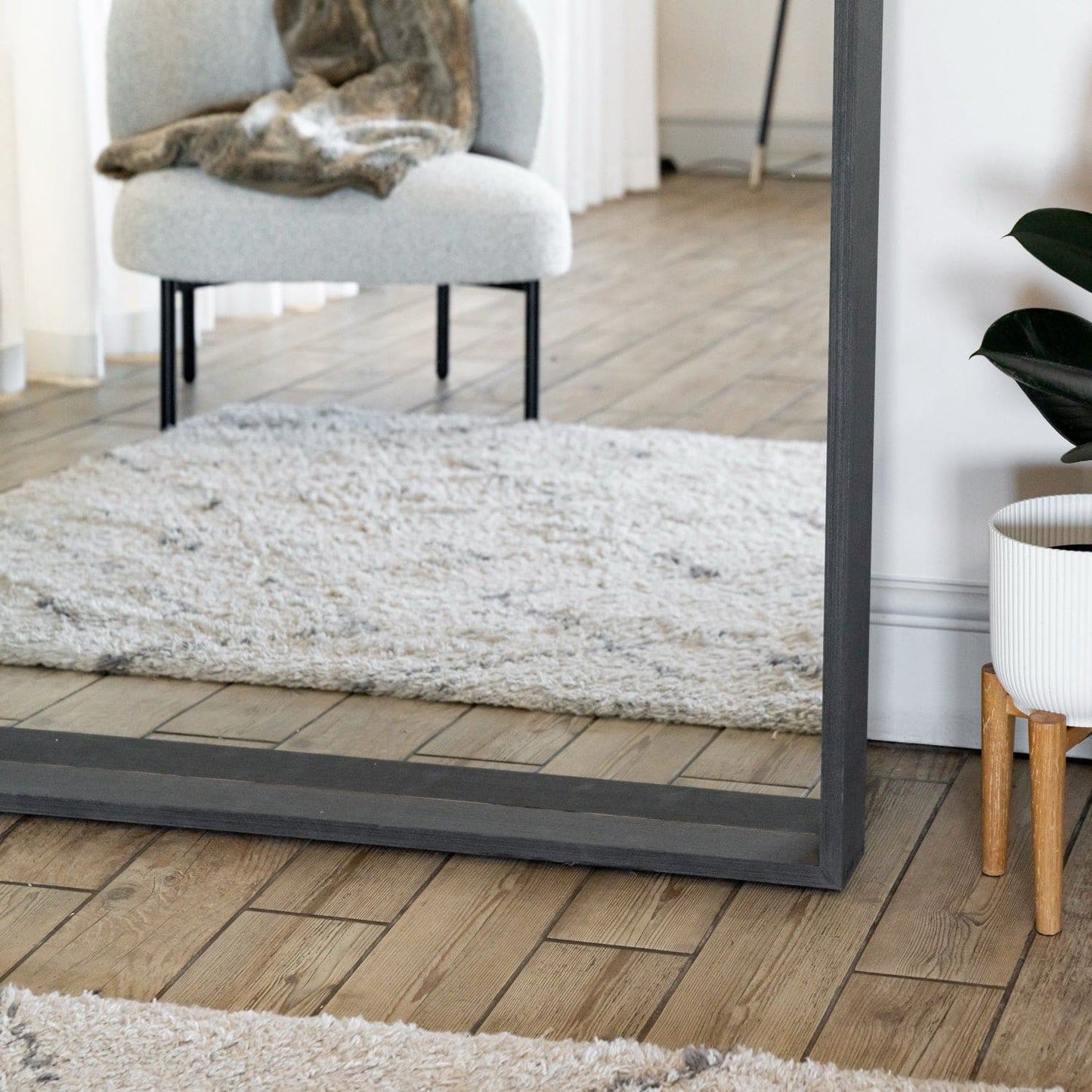 Hanaka - Full Length Black Oak Rectangle Mirror - 200cm x 100cm-1