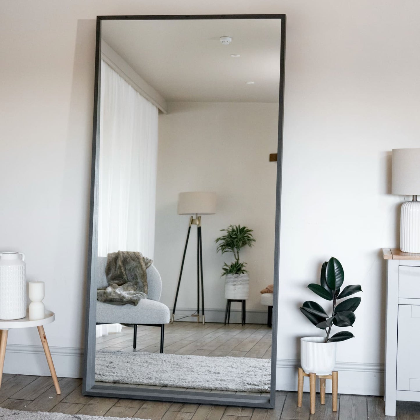 Hanaka - Full Length Black Oak Rectangle Mirror - 200cm x 100cm-0