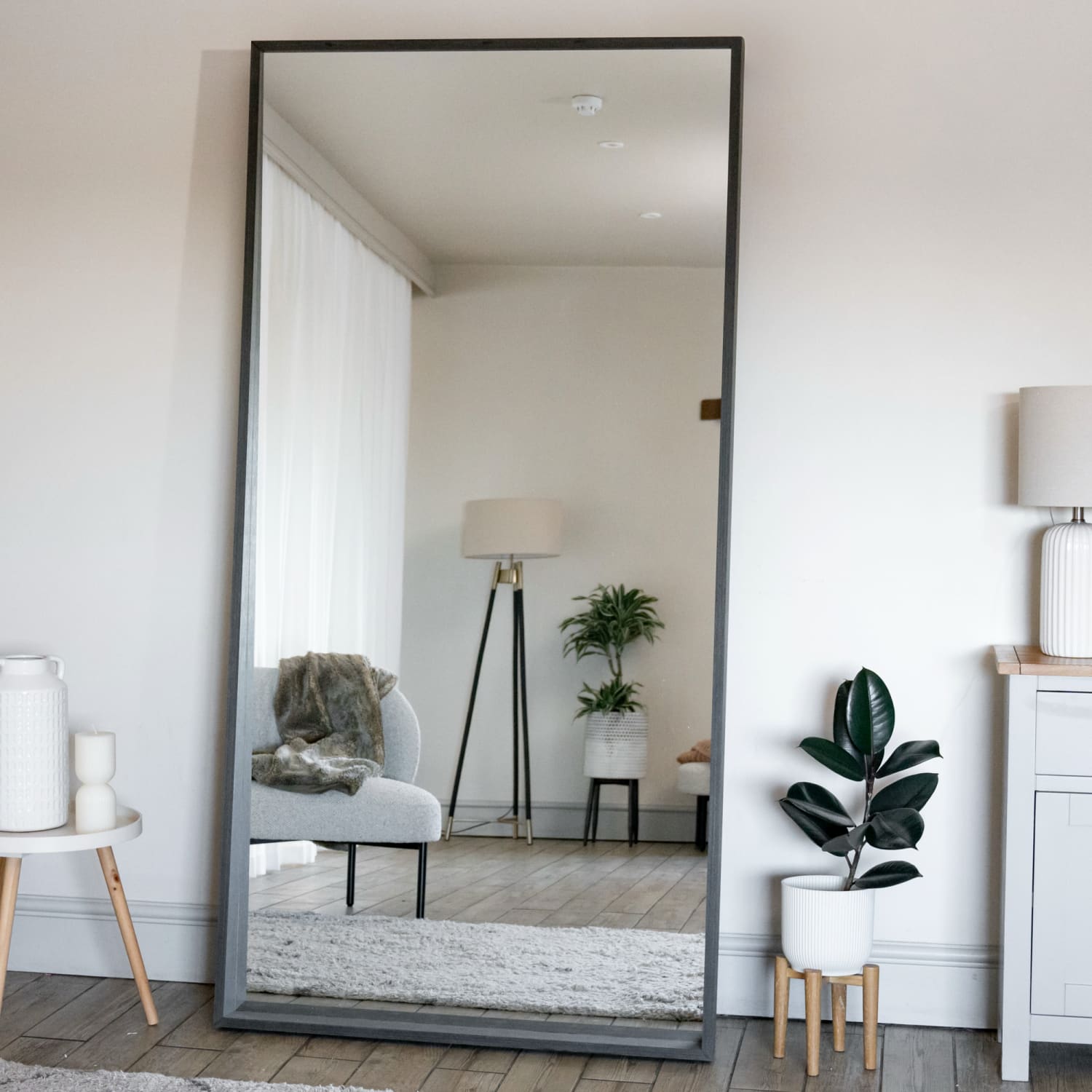 Hanaka - Full Length Black Oak Rectangle Mirror - 200cm x 100cm-0
