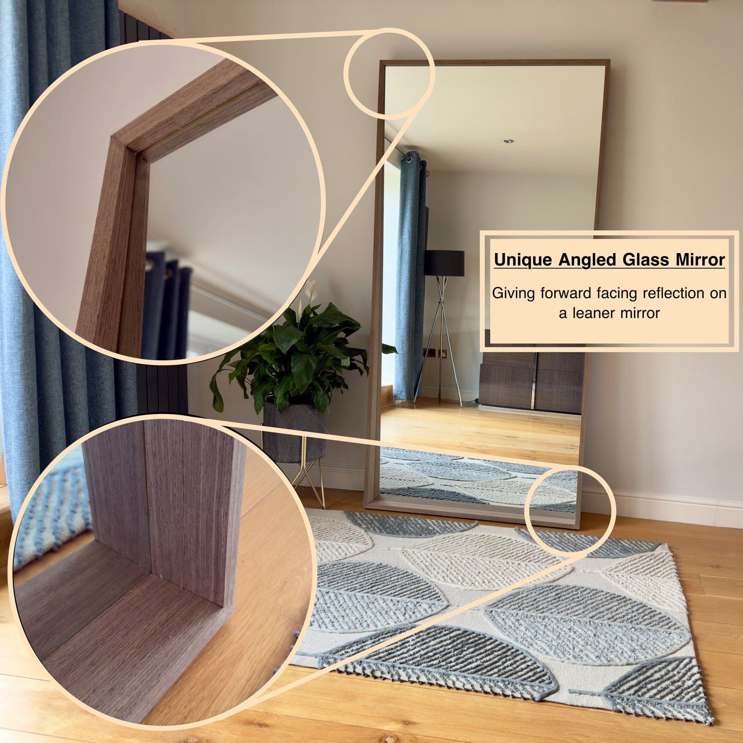 Hanaka - Full Length Black Oak Rectangle Mirror - 200cm x 100cm-2