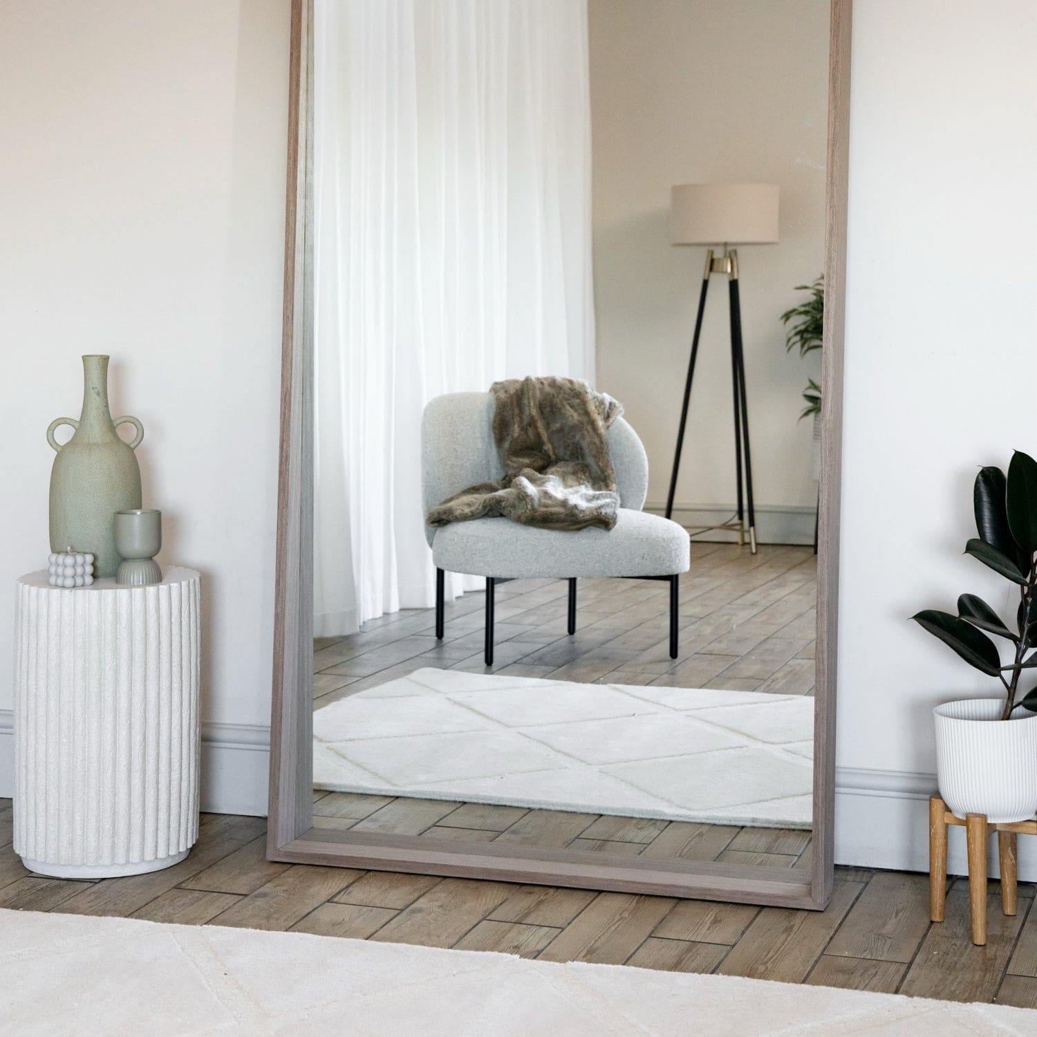 Hanaka - Full Length Walnut Wood Rectangle Mirror - 200cm x 100cm-1