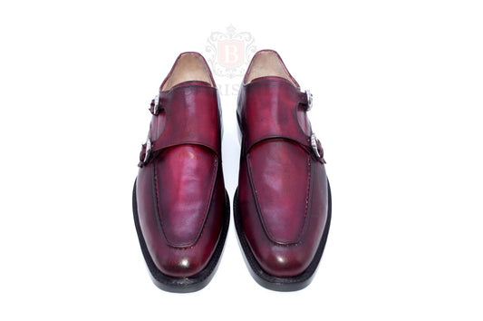Walter - Burgundy Double Strap Monk Shoes-1