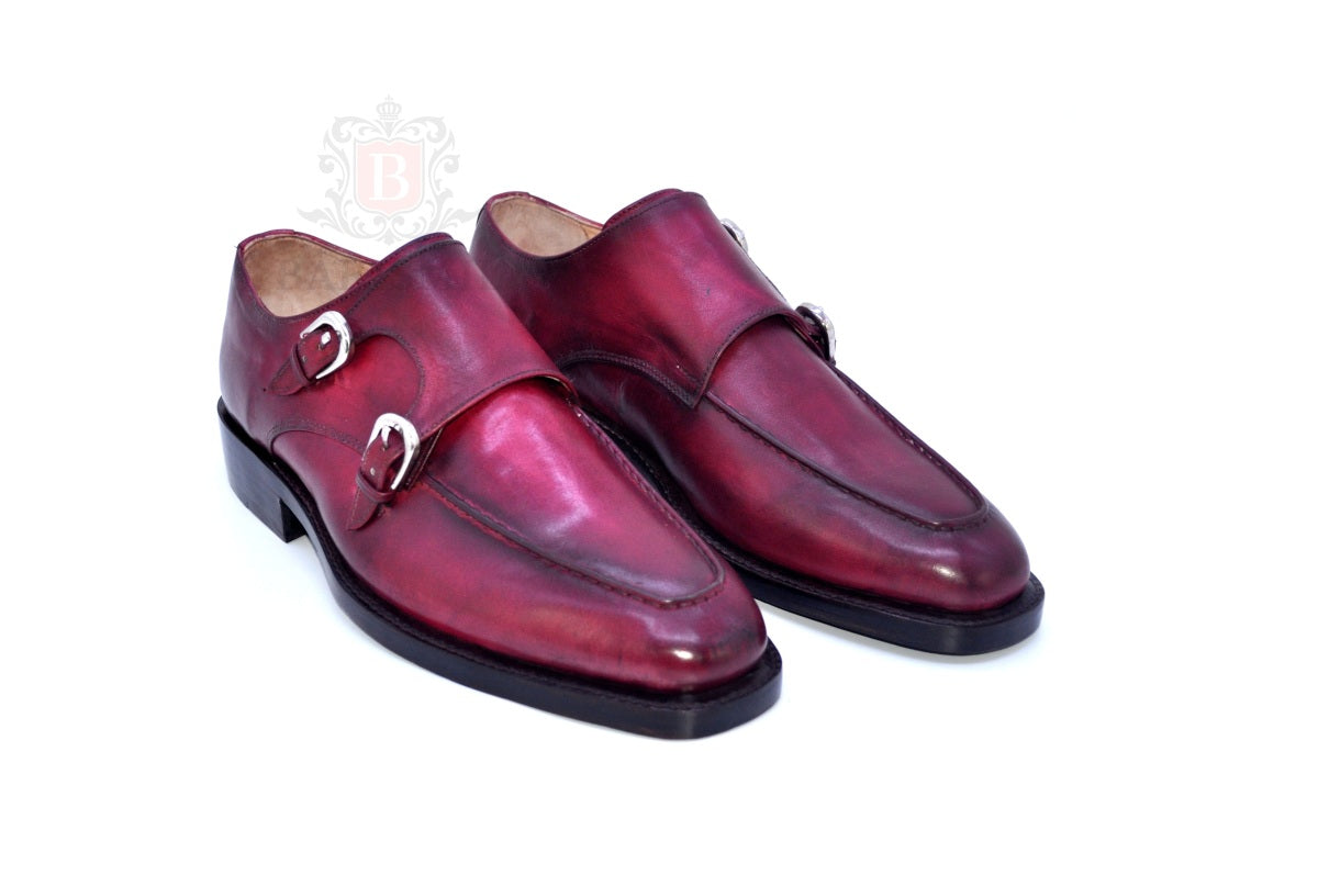 Walter - Burgundy Double Strap Monk Shoes-0