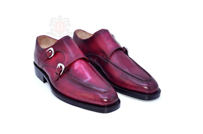Walter - Burgundy Double Strap Monk Shoes-0