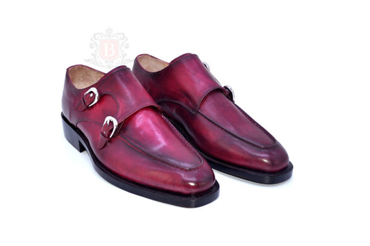 Walter - Burgundy Double Strap Monk Shoes-0