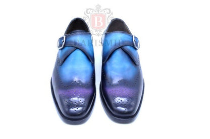 Smith II - Blue Patina Single Monk Shoes-2