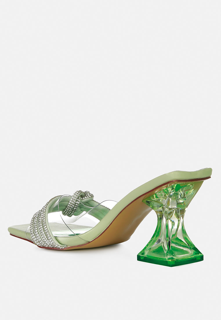 Hiorda Rhinestone Knotted Spool Heel Sandals-2