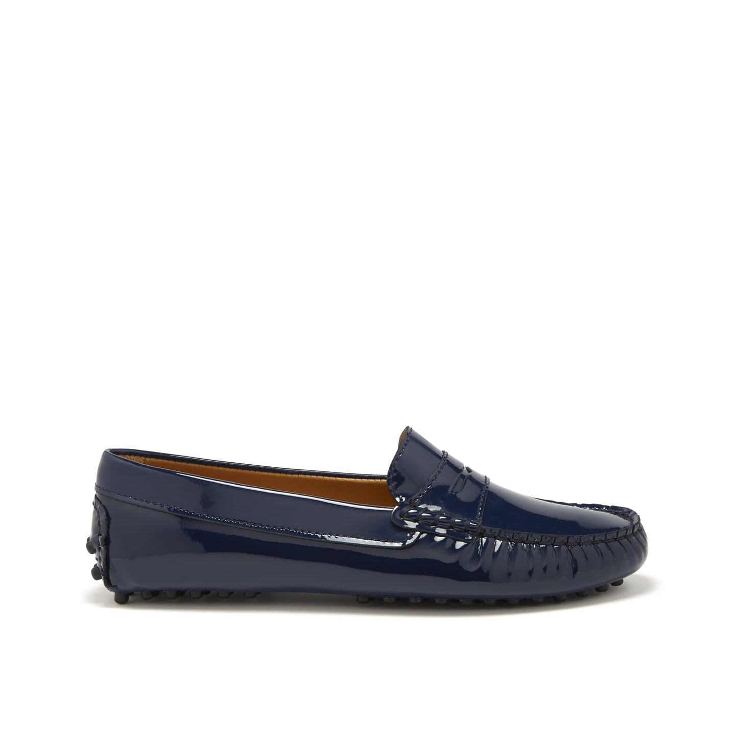 Women's Penny Driving Loafers, navy blue patent leather-0