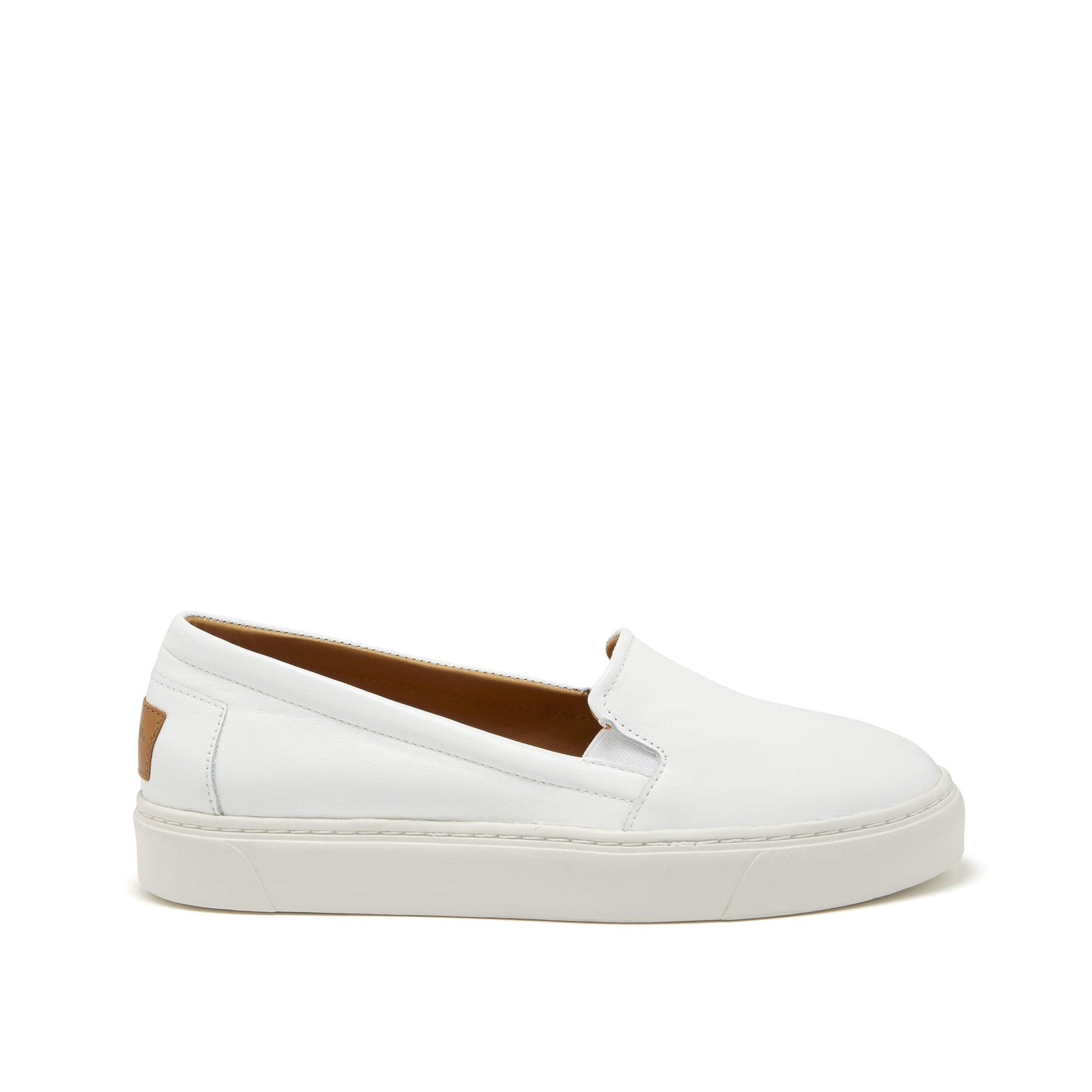 Women's Slip-On Sneakers, white leather-0