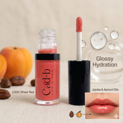 Hydrating Lip Oil - Sheer Red | Jojoba & Apricot Lip Oil for Glossy Hydrated Lips | LO05 | CAD B