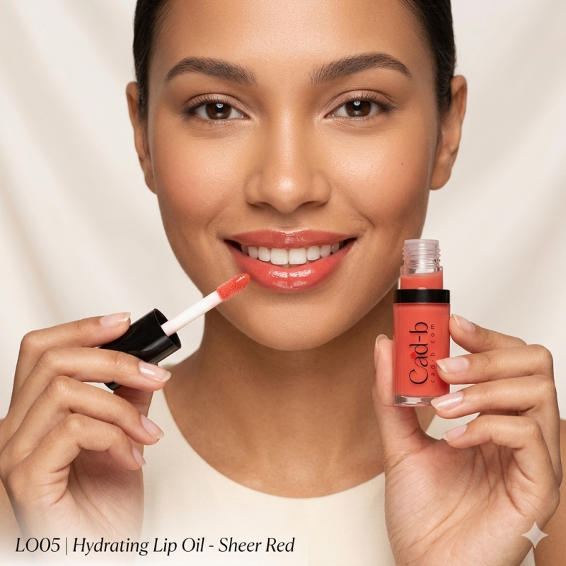 Hydrating Lip Oil - Sheer Red | Jojoba & Apricot Lip Oil for Glossy Hydrated Lips | LO05 | CAD B