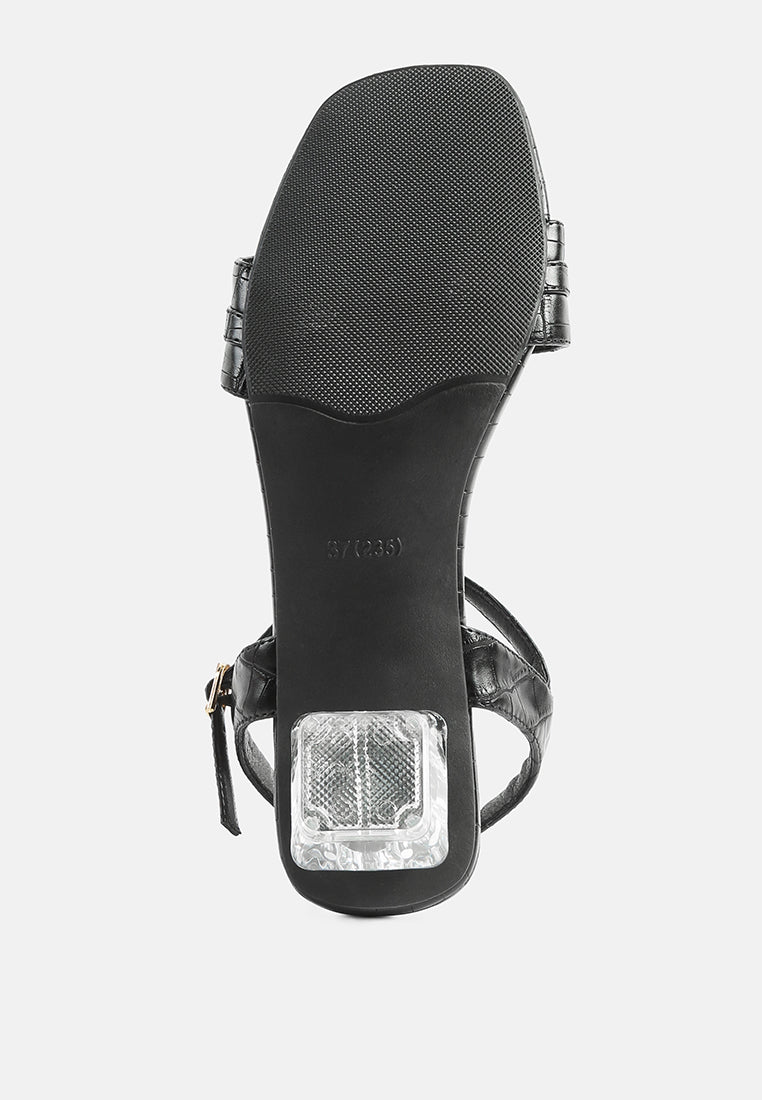 Icicle Clear Low Heel Metal Chain Sandals-1