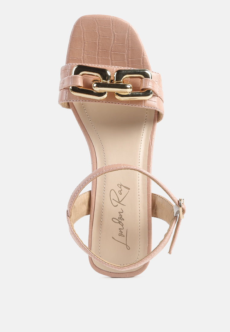 Icicle Clear Low Heel Metal Chain Sandals-4