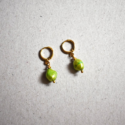 Green freshwater pearl earrings | by Ifemi Jewels-0