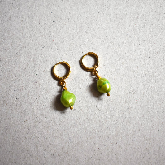 Green freshwater pearl earrings | by Ifemi Jewels-0