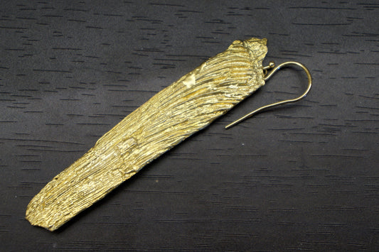 Real Tree Bark Earrings: Long Sterling Silver or Gold Dangle-0