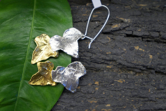 Nature-Inspired Ivy Leaf Earrings, Sterling Silver (Handmade, Eco Friendly)-0