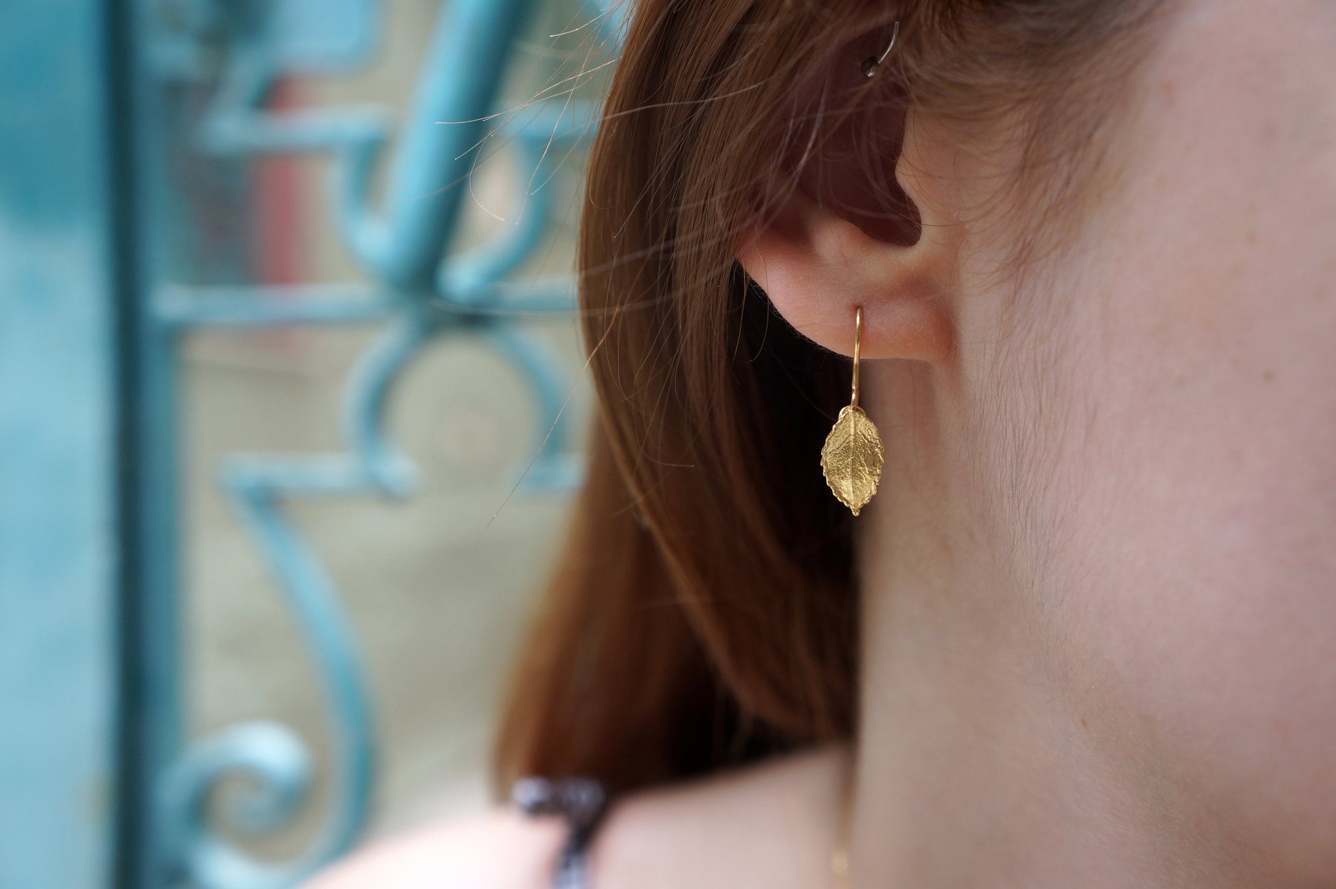 Gold Rose Earrings, Gold-Plated Sterling Silver Jewelry, Dangle Stud Earrings, Gold or Silver Earring, Gift for Her, Birthday Gift for Women-1