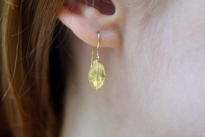 Gold Rose Earrings, Gold-Plated Sterling Silver Jewelry, Dangle Stud Earrings, Gold or Silver Earring, Gift for Her, Birthday Gift for Women-4