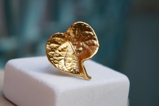 Nature Inspired Bell Flower Ring, Gold Plated Silver (Adjustable Size)