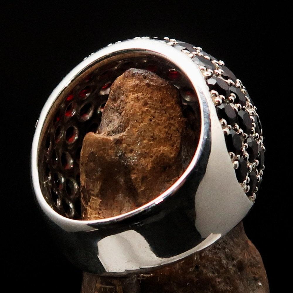 Red Garnet Ring, Sterling Silver Ring, Sphere Ring with 86 Stones of 3 mm red Garnets, handmade gemstone ring, Unique design, hallmarked 925-4