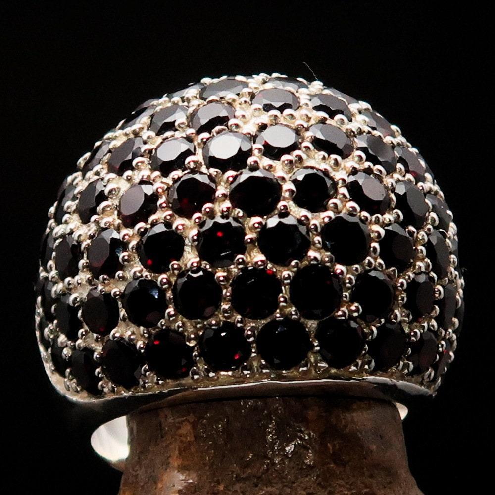 Red Garnet Ring, Sterling Silver Ring, Sphere Ring with 86 Stones of 3 mm red Garnets, handmade gemstone ring, Unique design, hallmarked 925-2