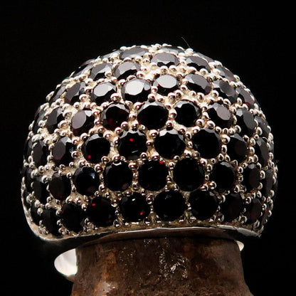 Red Garnet Ring, Sterling Silver Ring, Sphere Ring with 86 Stones of 3 mm red Garnets, handmade gemstone ring, Unique design, hallmarked 925-2
