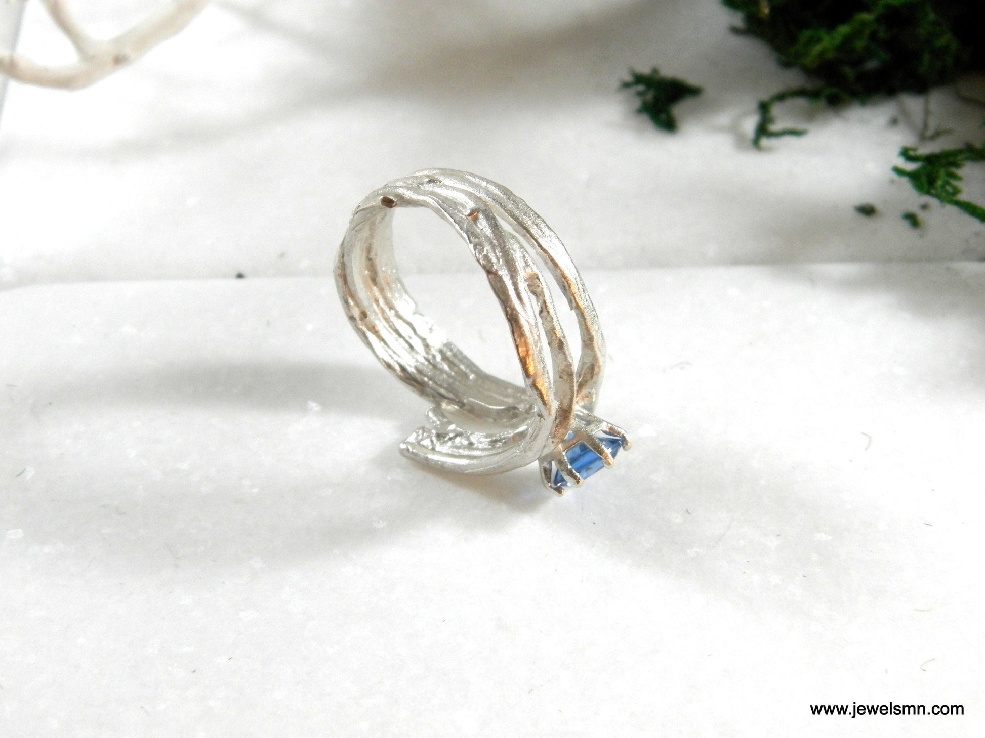 Branch Ring: Sterling Silver Nature Design - Lab Diamond Accent-3