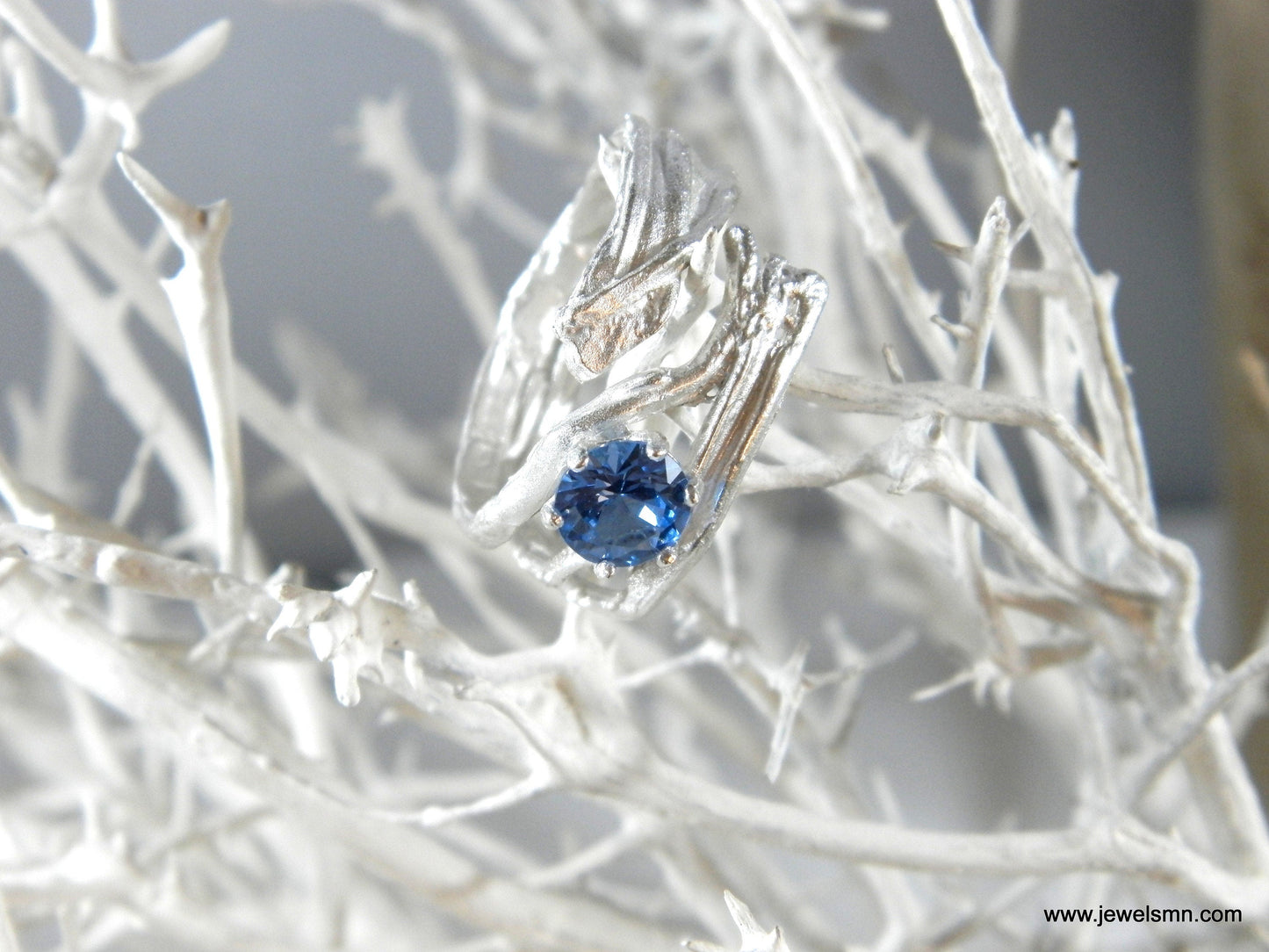 Branch Ring: Sterling Silver Nature Design - Lab Diamond Accent-1