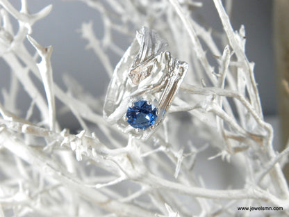 Branch Ring: Sterling Silver Nature Design - Lab Diamond Accent-1