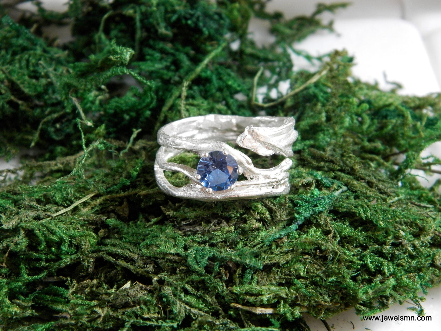 Branch Ring: Sterling Silver Nature Design - Lab Diamond Accent-2