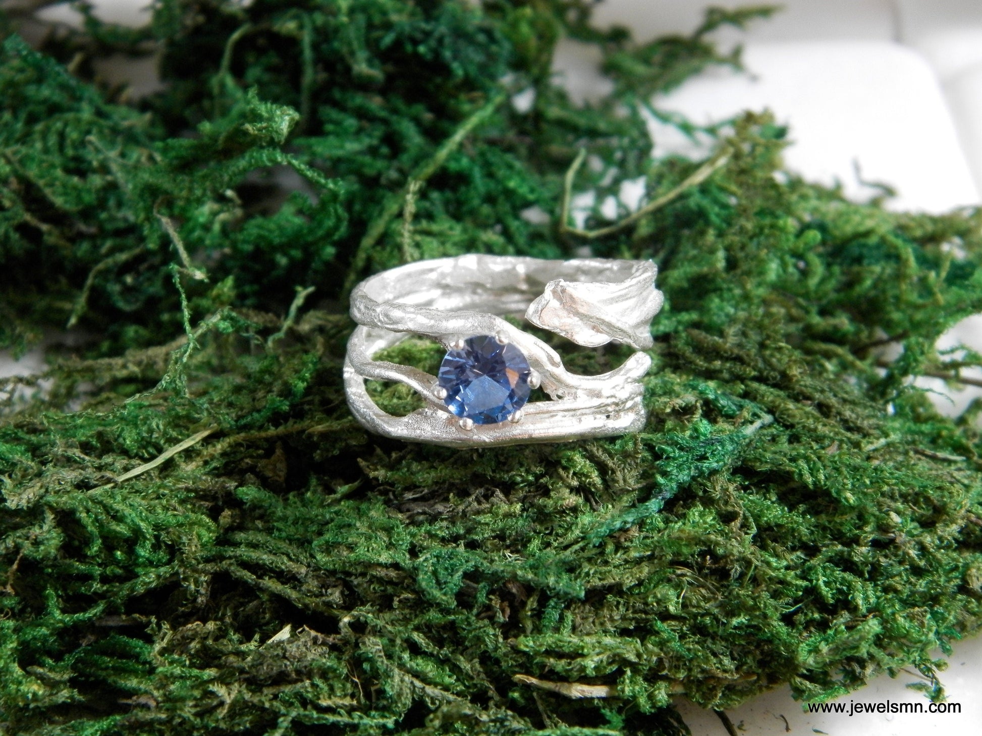 Branch Ring: Sterling Silver Nature Design - Lab Diamond Accent-2