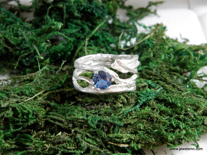 Branch Ring: Sterling Silver Nature Design - Lab Diamond Accent-2