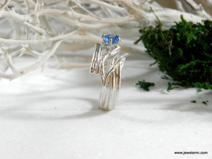 Branch Ring: Sterling Silver Nature Design - Lab Diamond Accent-4