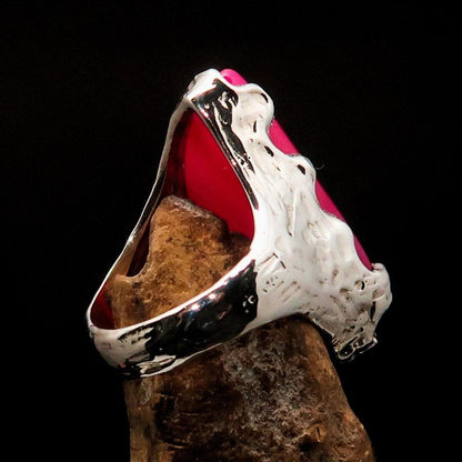 Pink Agate Ring, Sterling Silver Ring, Artwork Ring, pink Agate Cabochon, Handmade silver ring, unique design, Gift for Her - Size 7.5-3