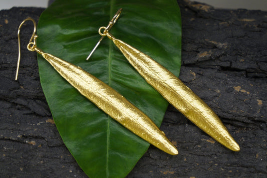 Nature-Inspired Olive Leaf Earrings, Sterling Silver (Long Dangle)-1